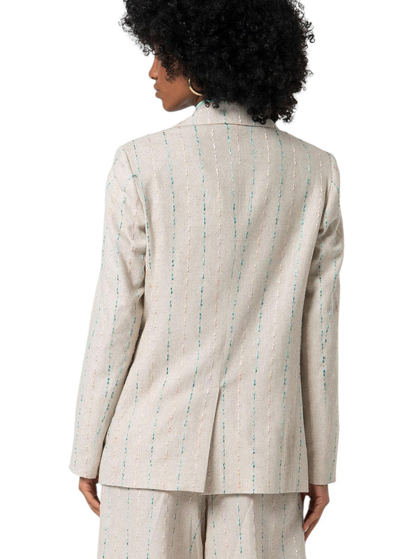 Giacca donna beige con righe lurex