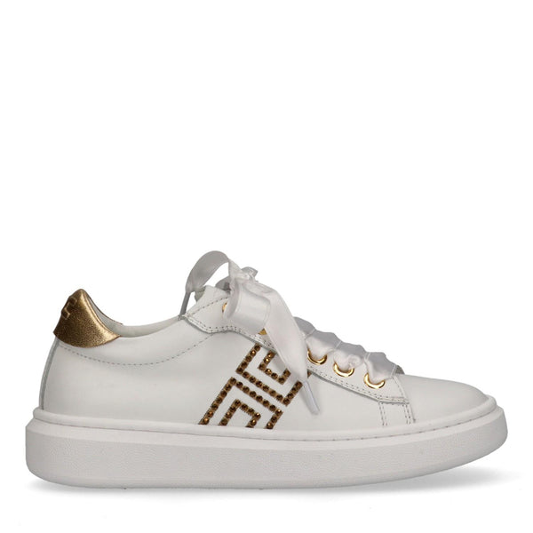 Sneaker low cut con logo cc ivory white/gold F4A9 E0504 0092 /B093 ELISABETTA FRANCHI La Mia Bambina 