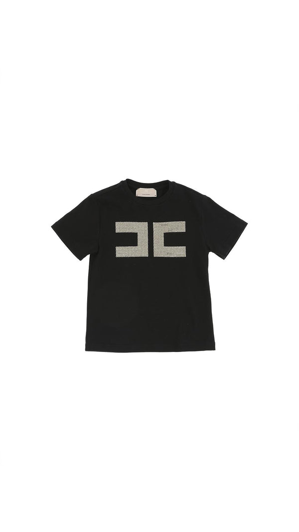 T-shirt con logo cc in strass EFTS259 JE006 /N005 ELISABETTA FRANCHI La Mia Bambina 