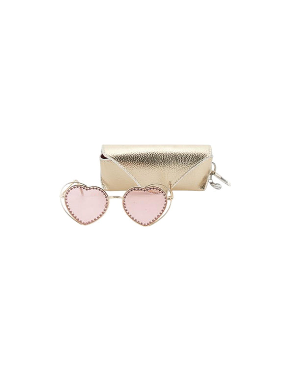 Occhiali da sole bambina rosa con montatura a cuore e cristalli