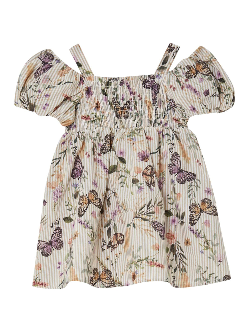 Abito bambina floreale con spalline e maniche balloon