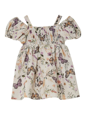 Abito bambina floreale con spalline e maniche balloon