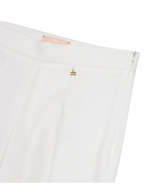 Pantaloni bambina flare bianchi con pinces sartoriali