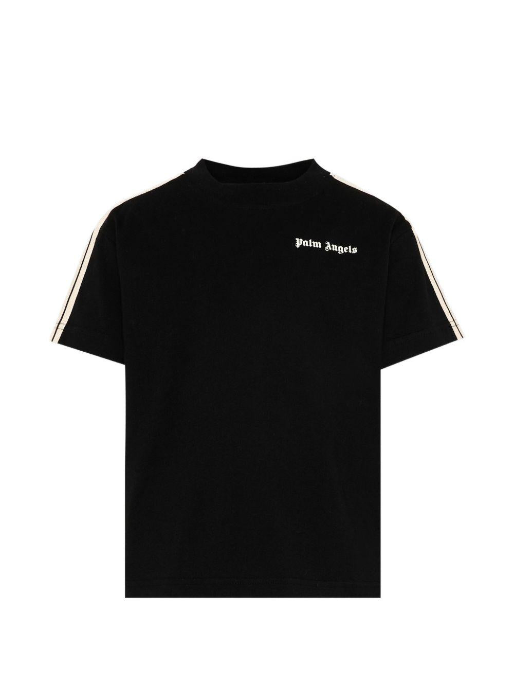 T-shirt con logo stampato sul petto e bande in gros-grain avorio sulle maniche PBAA011S26JER001 /110 PALM ANGELS 