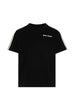 T-shirt con logo stampato sul petto e bande in gros-grain avorio sulle maniche