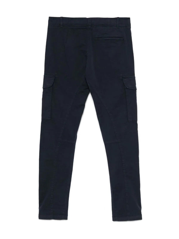 Pantalone bambino blu navy in cotone stretch con tasche cargo