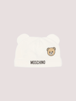 Set regalo composto di  tutina , cappello e bavaglino MUY097 LCA19 /10063 MOSCHINO 