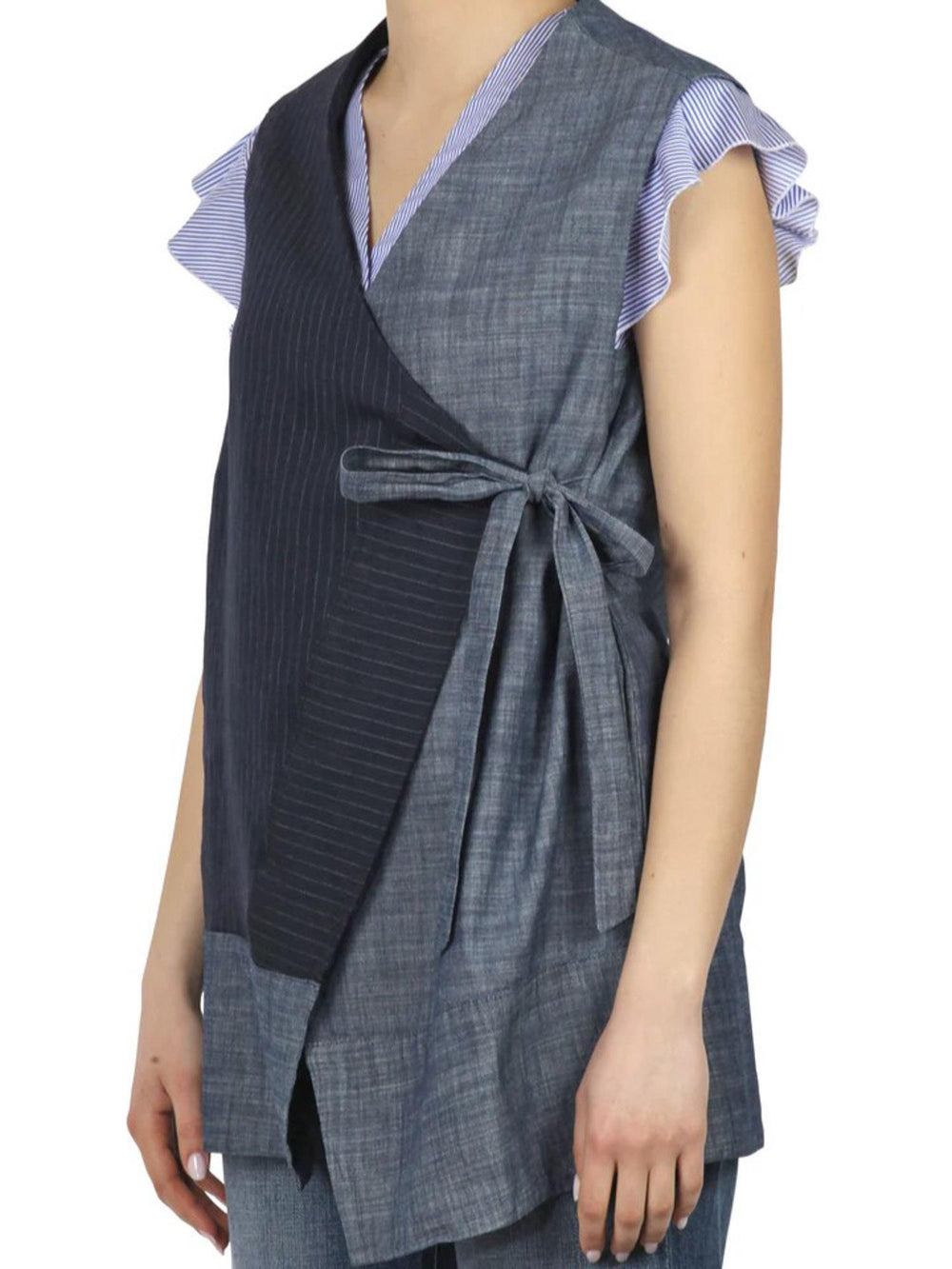 Gilet donna smanicato in cotone e lino