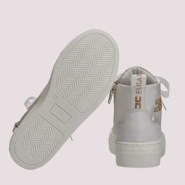 Sneakers alte in tessuto con logo ricamato ivory white F4A9 E0530 1256 /0139 ELISABETTA FRANCHI La Mia Bambina 