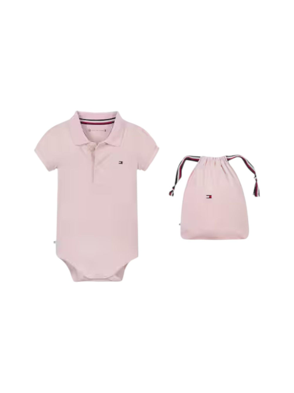 Set body polo bambina rosa con sacca coordinata