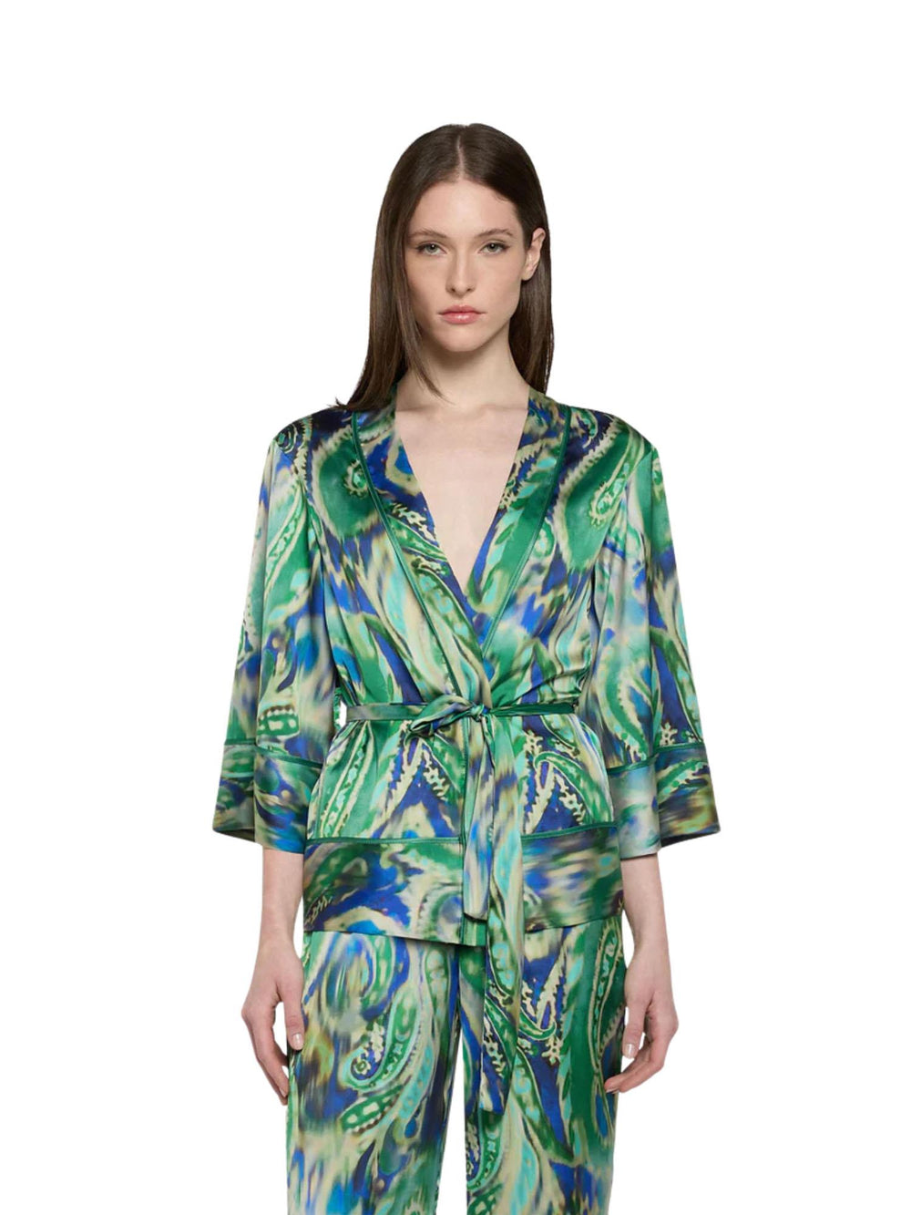 Giacca donna kimono stampata con cintura