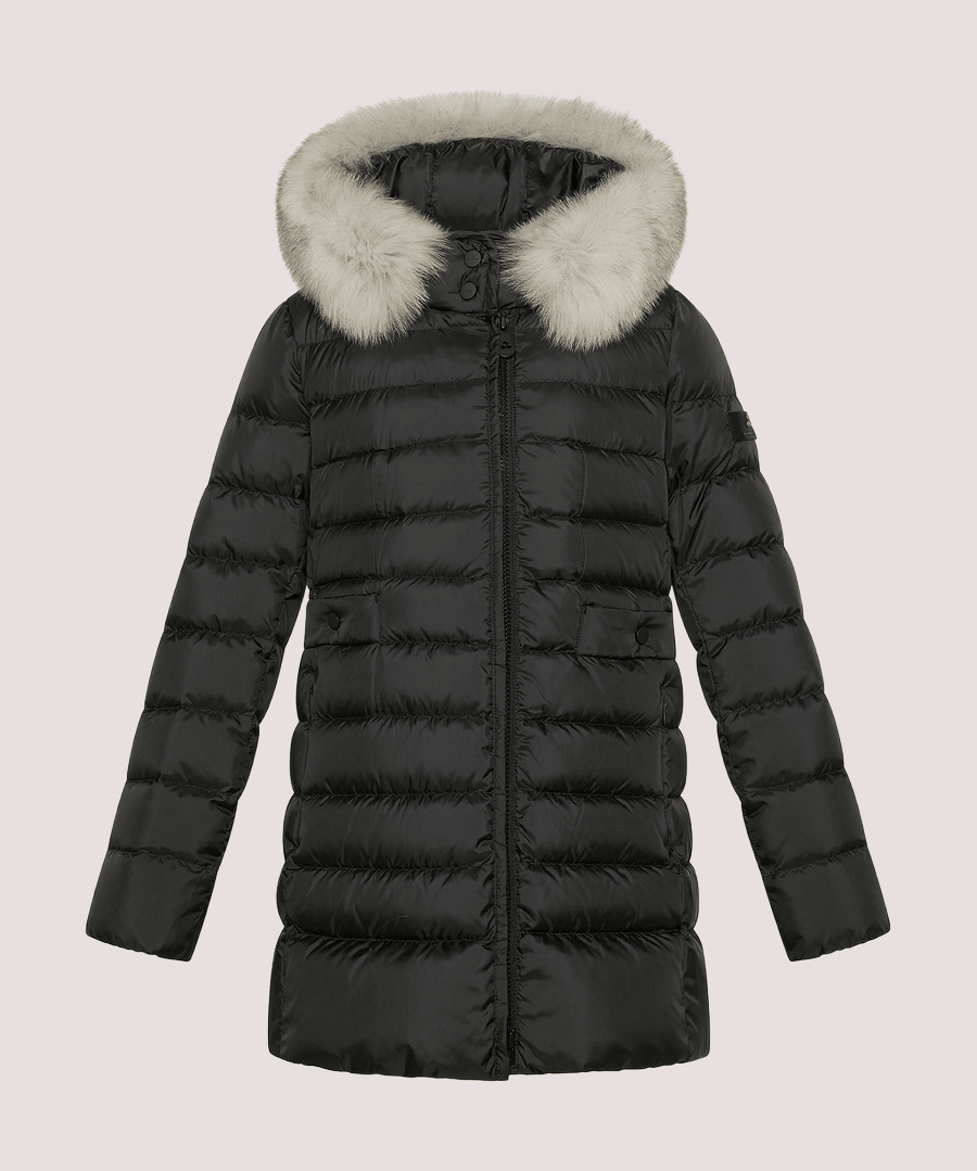 Piumino con cappuccio bordato di pelliccia PKK215301181967 /NER PEUTEREY 