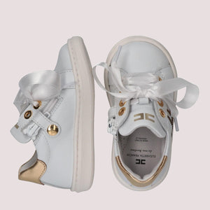 Sneaker con lacci in raso e zip laterale bianco/avorio F1A9 E0490 0092 /B093 ELISABETTA FRANCHI La Mia Bambina 