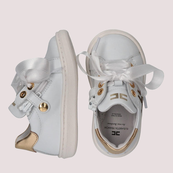 Sneaker con lacci in raso e zip laterale bianco/avorio F1A9 E0490 0092 /B093 ELISABETTA FRANCHI La Mia Bambina 
