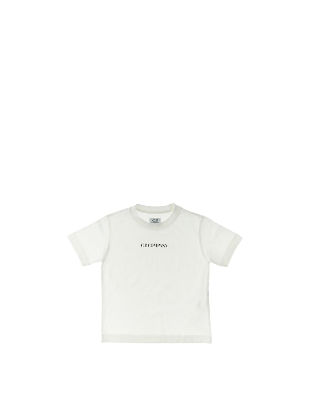 T-shirt bambino bianca in cotone con logo stampato