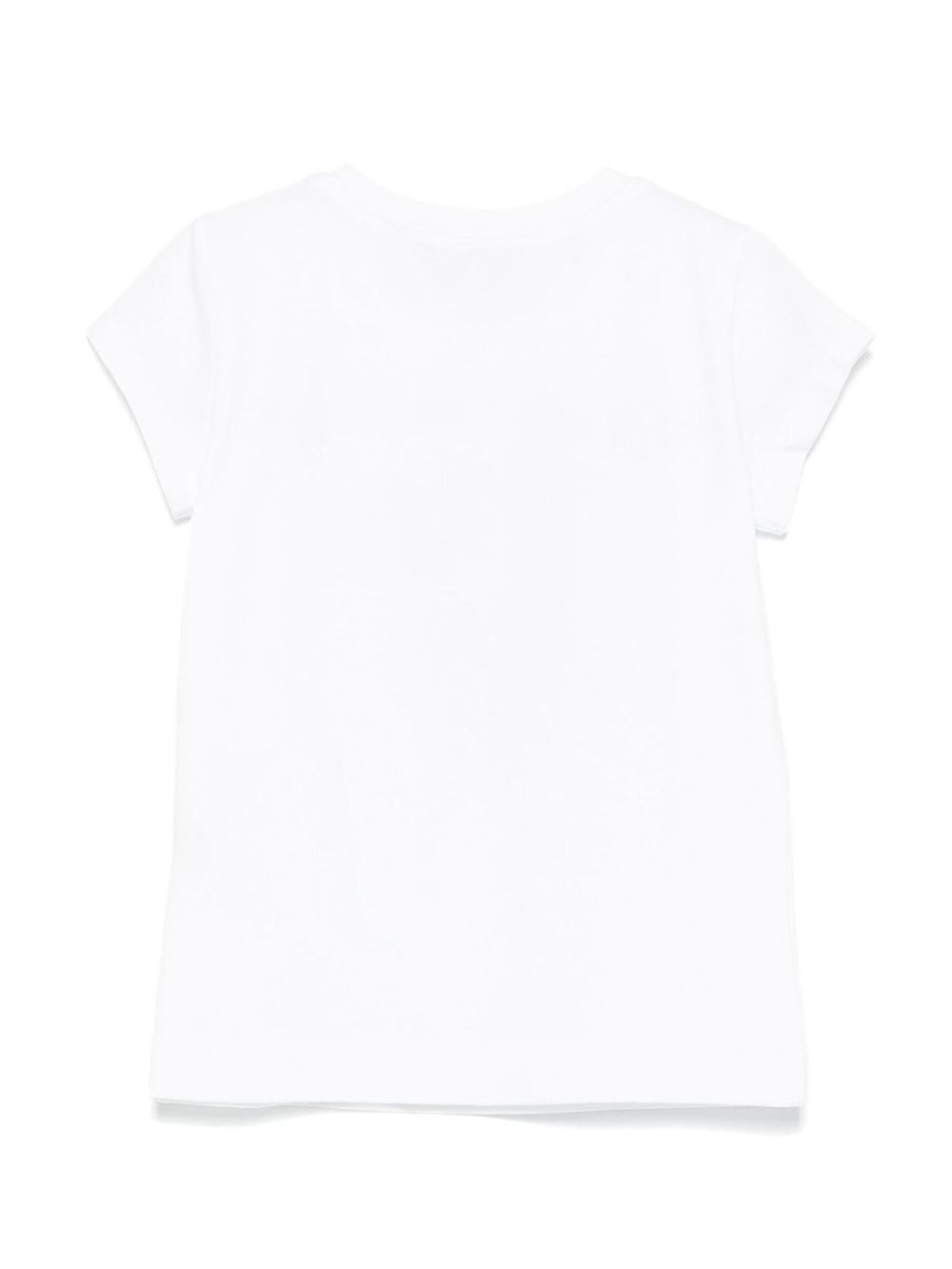 T-shirt bambina bianca con stampa frutta e cristalli