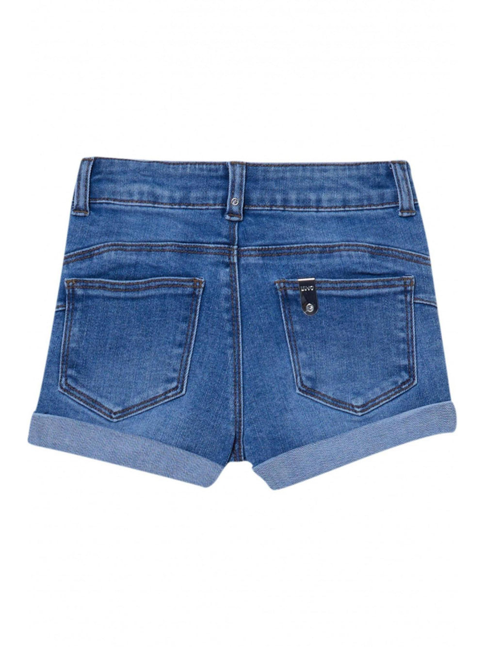 Shorts denim bambina con risvolto