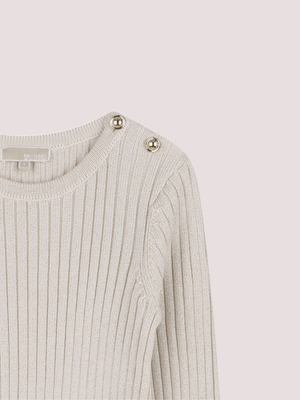 Abito lungo Michael Kors Kids beige a coste e maniche lunghe R30476 /Z99 MICHAEL KORS 