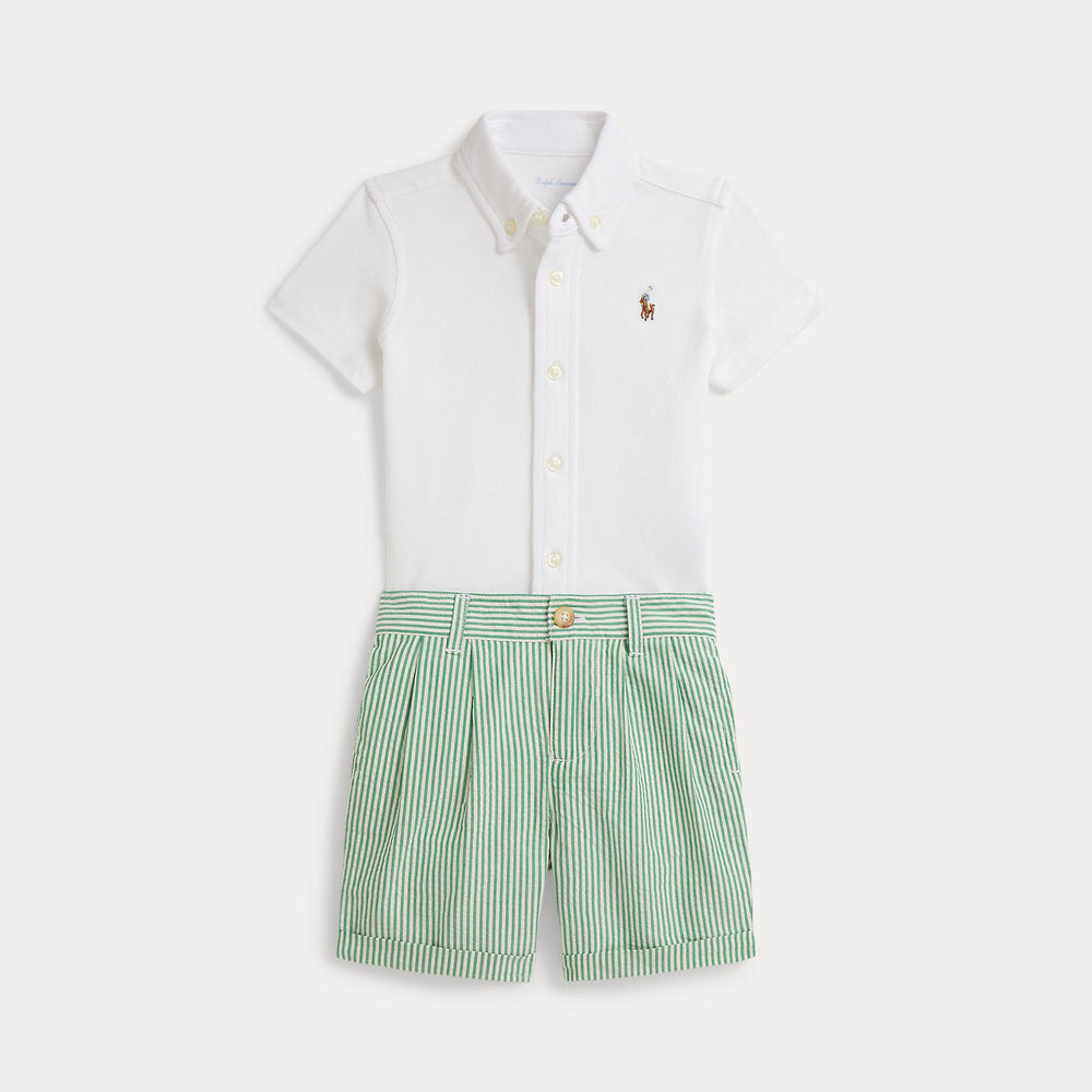 Camicia oxford in maglia e pantaloncini seersucker 320B14096 /001 POLO RALPH LAUREN 