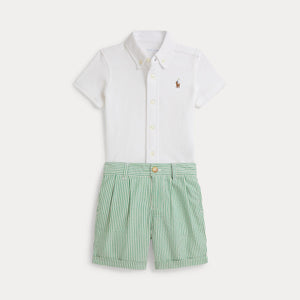Camicia oxford in maglia e pantaloncini seersucker 320B14096 /001 POLO RALPH LAUREN 