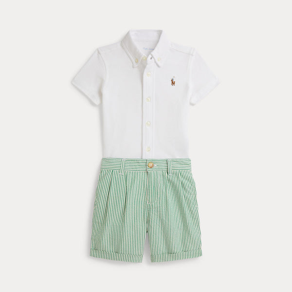 Camicia oxford in maglia e pantaloncini seersucker 320B14096 /001 POLO RALPH LAUREN 