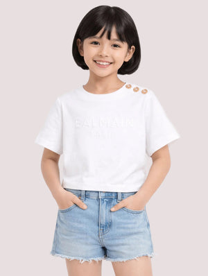 T-shirt Balmain con bottoni oro sulla spalla BY8A21 Z3277 /100BC BALMAIN 