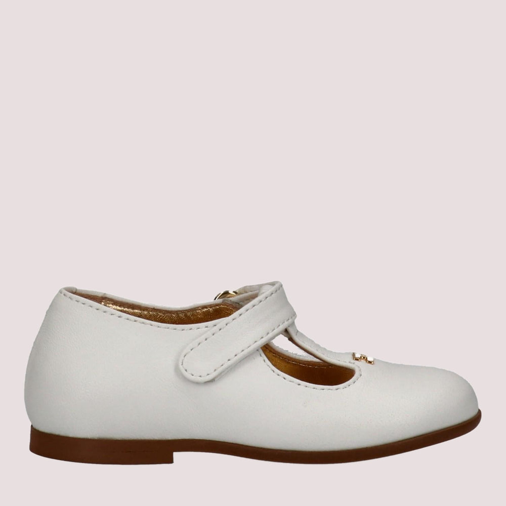Scarpine mary jane con logo cc ivory white F1A3 E0472 1733 /3139 ELISABETTA FRANCHI La Mia Bambina 