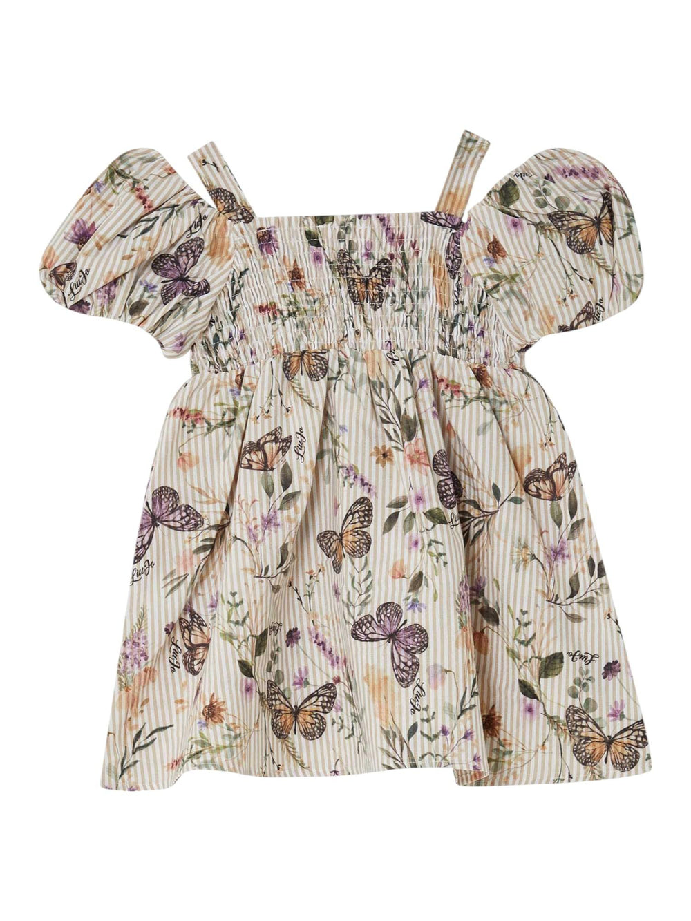 Abito bambina floreale con spalline e maniche balloon