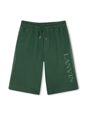 Bermuda bambino verdi e bande jacquard