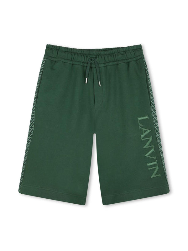 Bermuda bambino verdi e bande jacquard