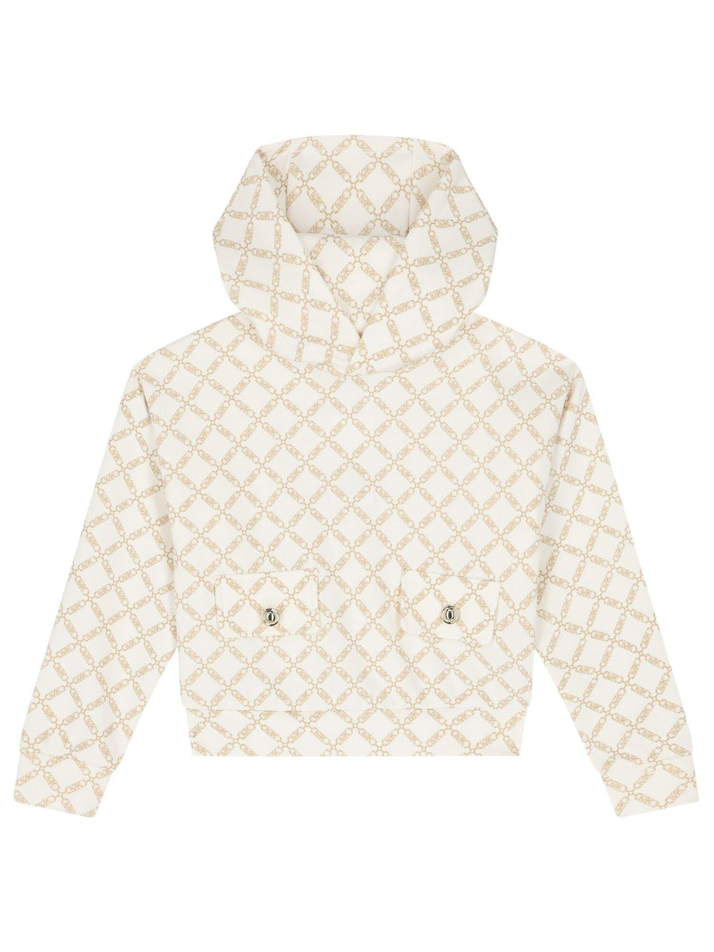 Felpa bambina con cappuccio stampa logo all-over