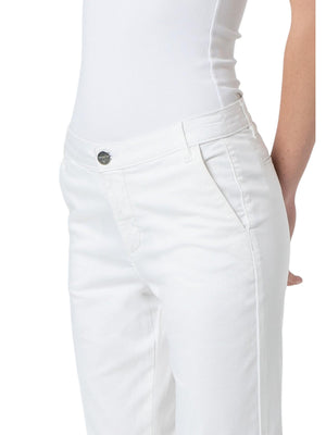Pantaloni chino donna slim fit bianchi con risvolto