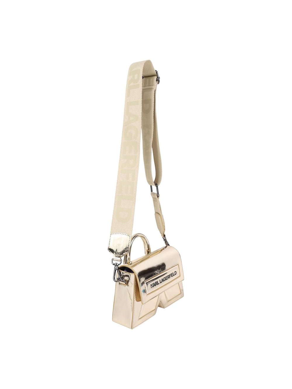 Borsa bambina oro metallizzato con tracolla logata