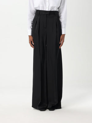 Pantaloni donna neri a palazzo con pinces