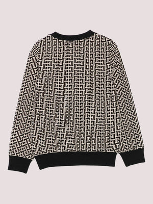 Felpa per bambino Balmain Kids nero con bottoni e motivo monogramma BX4P00 Z2411 /106NE BALMAIN 