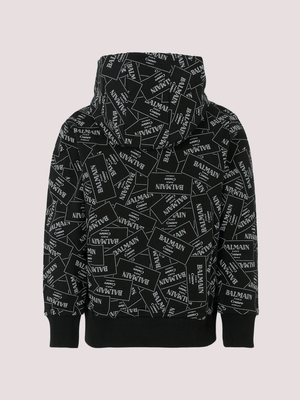 Felpa nera per bambini con logo all over BX4P60 Z3331 /930BC BALMAIN 