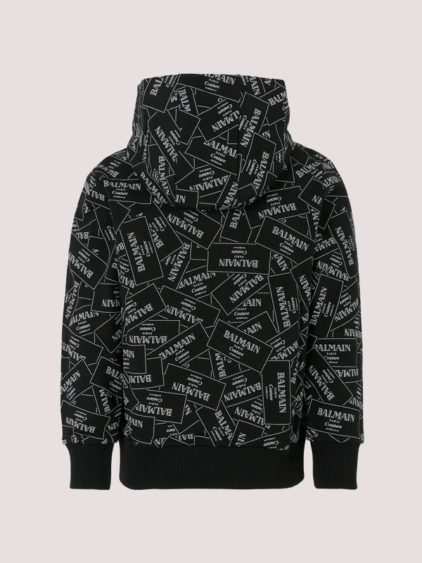 Felpa nera per bambini con logo all over BX4P60 Z3331 /930BC BALMAIN 