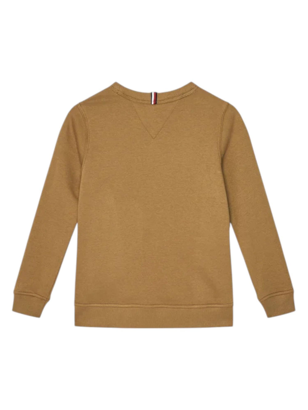 Felpa bambino color senape con logo patch in cotone sostenibile