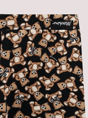Leggings neri per neonata con Teddy Bear all over MHP032 LBB8E /84923 MOSCHINO 