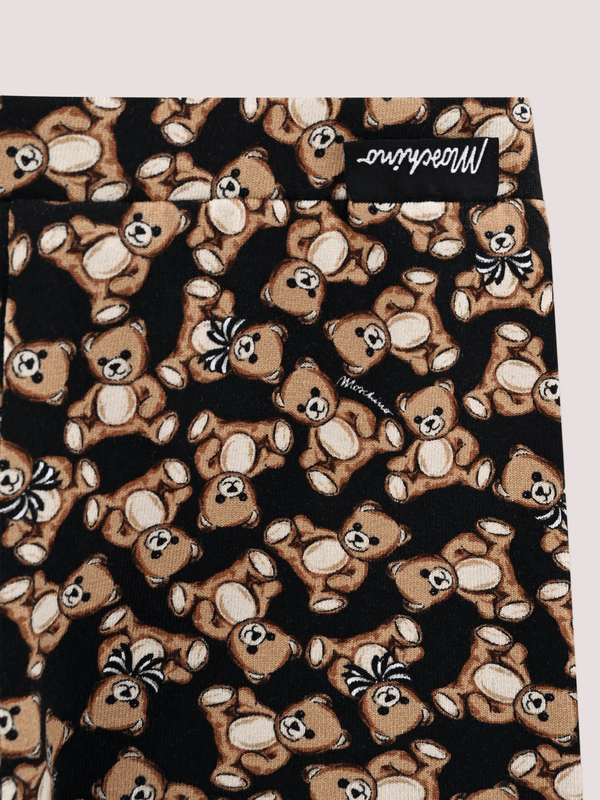 Leggings neri per neonata con Teddy Bear all over MHP032 LBB8E /84923 MOSCHINO 