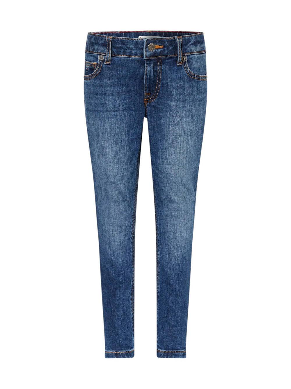 Jeans skinny bambino blu medio in cotone elasticizzato