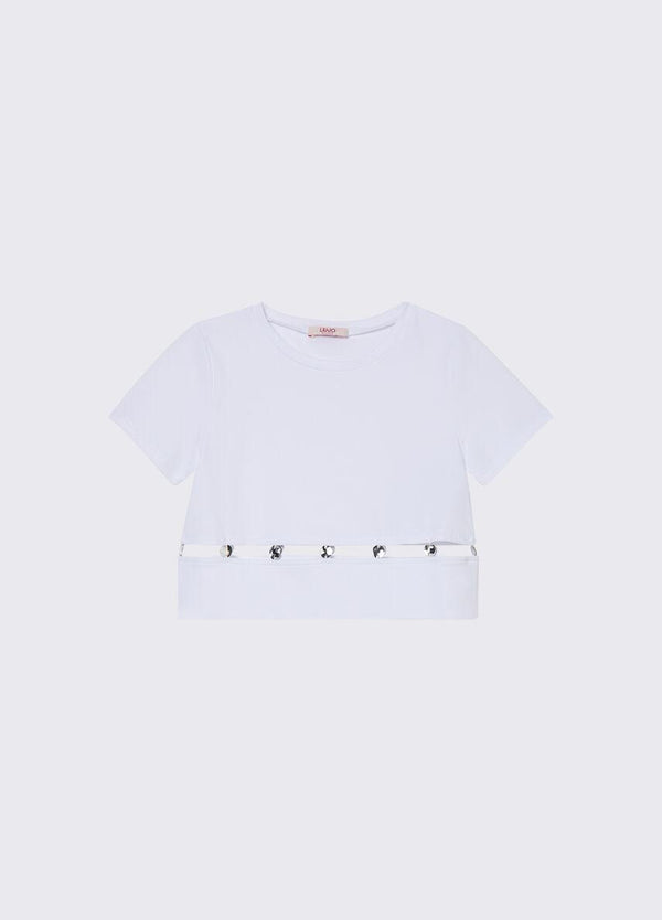 T-shirt con castoni gioiello GA6166 JS003 /10601 LIU JO 