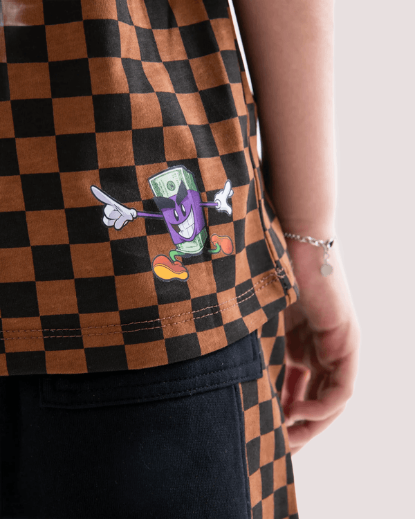 Get out bear checkered regular t-shirt SPY1424 /CHECK SPRAYGROUND 