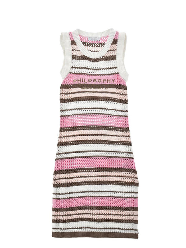 Vestito a righe con logo Philosophy I9G906 7030 /390 PHILOSOPHY KIDS 