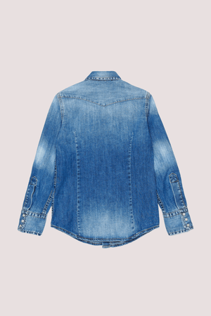 Camicia in denim con logo DQ2887 D0AFP /DQ01 DSQUARED2 JUNIOR 