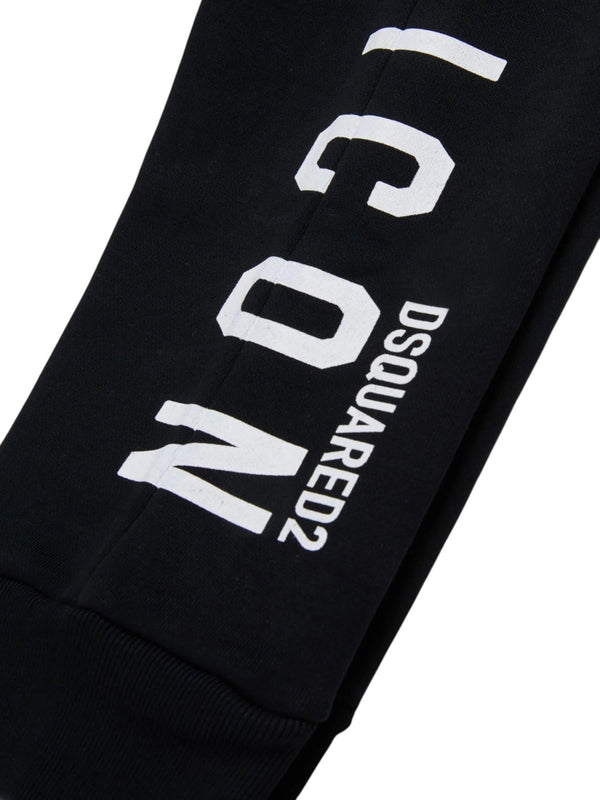 Pantalone bambino nero con stampa Icon