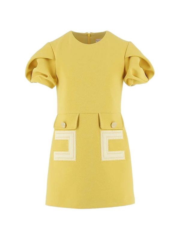 Abito in crepe con tasche e ricamo doppia c EFAB646 GA022 /2033 ELISABETTA FRANCHI La Mia Bambina 
