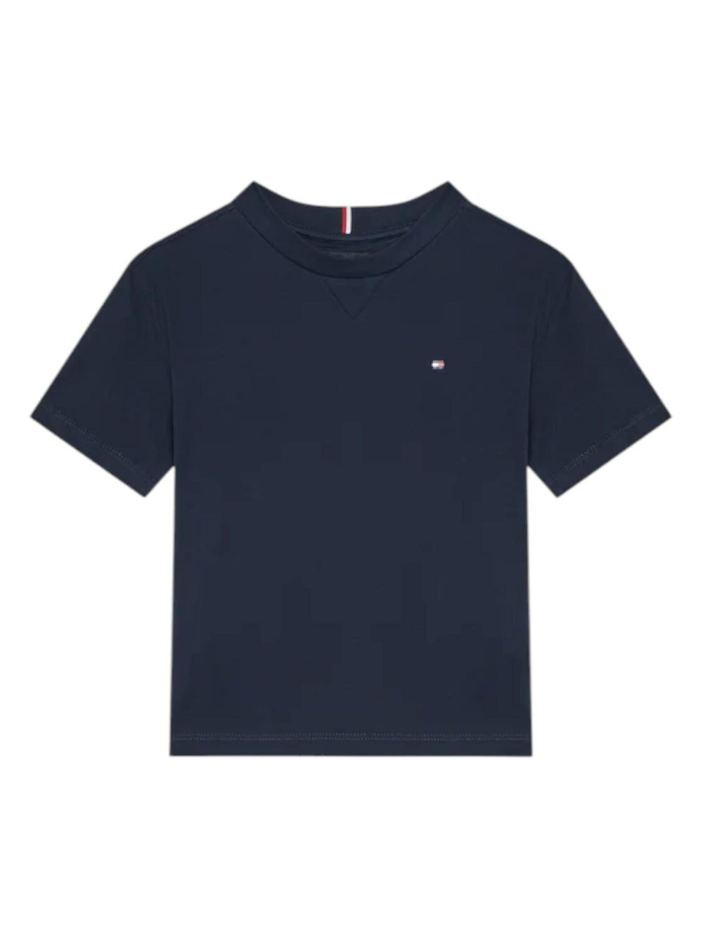 T-shirt bambino blu intenso in cotone rigenerativo con logo