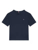 T-shirt bambino blu intenso in cotone rigenerativo con logo