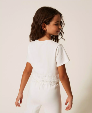 T-shirt con pizzo e logo 261GJ2090 /526 TWINSET 